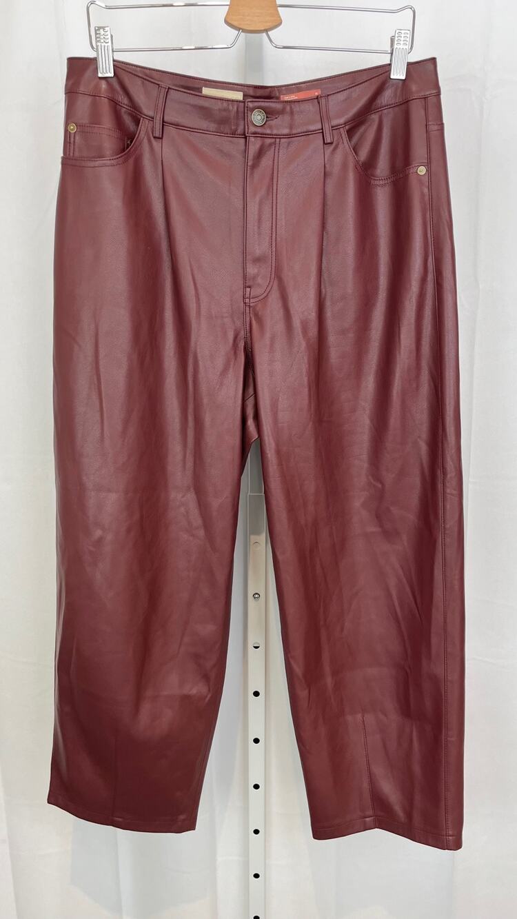 PILCRO Size 31 Anthropologie The Breaker Faux Leather Crop Pants Burgundy Red